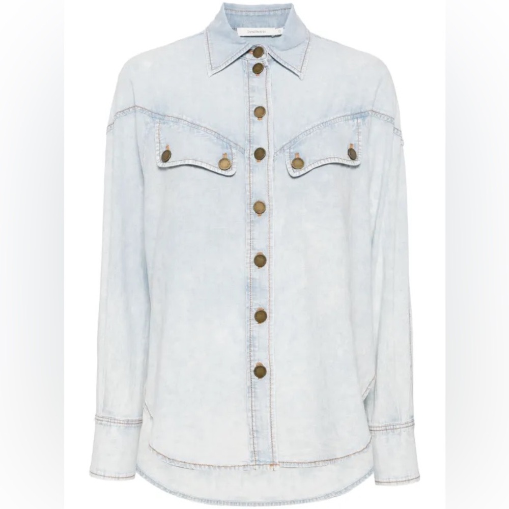 Zimmerman denim shirt in “Blue Smoke”.  Size 0P / XS